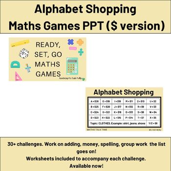 Preview of Alphabet Shopping PPT $ Version - Ready, Set, Go Maths Games