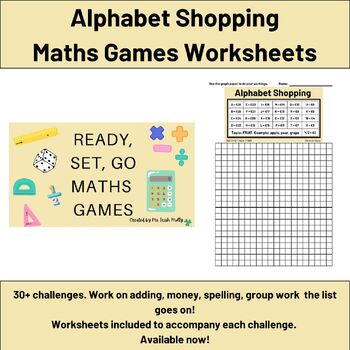 Preview of Alphabet Shopping Worksheets - Ready, Set, Go Maths Games