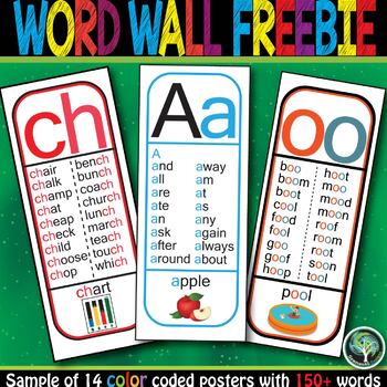 Preview of Word Wall Poster Freebie - Blends, Vowel Teams, Alphabet