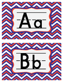 Alphabet Signs Word Wall Letters - Red White Blue Chevron