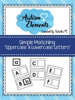 Preview of Alphabet-Simple Matching- Uppercase & Lowercase Letters- Task Cards-SPED
