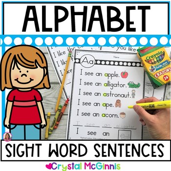 Preview of Alphabet Simple Sentences with Sight Words | Alphabet Activity ABC Practice