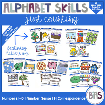 Preview of Alphabet Skills | Counting 1-10 and Letters A-Z | Printable Letter Worksheets