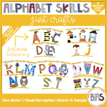 Preview of Alphabet Skills | Uppercase Letter Crafts A-Z | Printable Letter Worksheets
