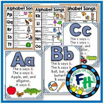 Alphabet Song Charts By Fun Hands On Learning Teachers Pay Teachers