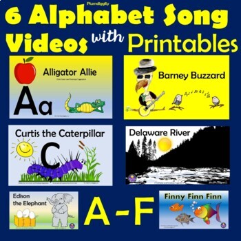 Preview of Alphabet Song Videos for Letters A - F   Bundled with Printable Materials