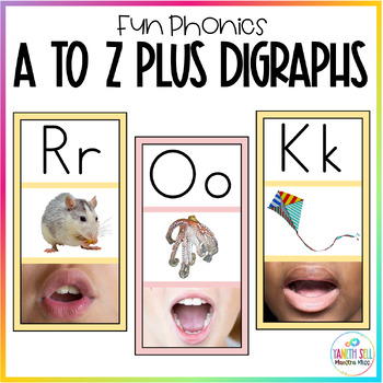 Preview of Alphabet Sound Cards with Digraphs Real Images | Fun Phonics