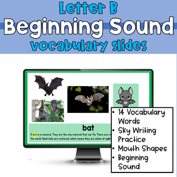 Preview of Alphabet Sounds Letter B Vocabulary Slides Lesson