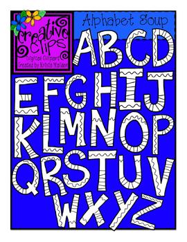 Preview of Alphabet Soup Line Art {Creative Clips Digital Clipart}
