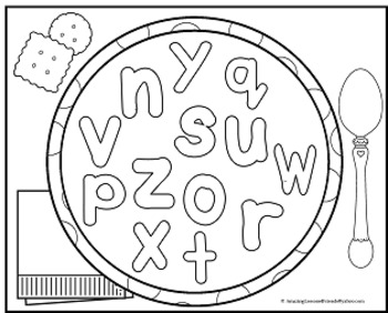 Alphabet Soup Mats and Coloring Sheets by AmazingLessons4Friends