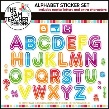 Preview of Alphabet Stickers Clip Art Set