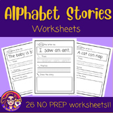 Alphabet Stories | NO PREP Worksheets | Letter Tracing Centers