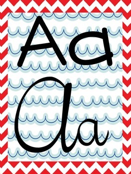alphabet strip print and cursive nautical theme by lydia moak