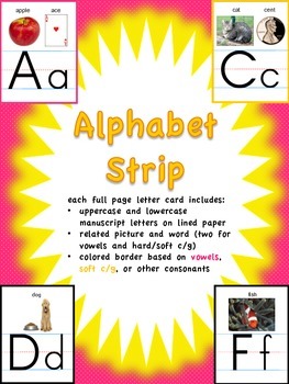 Alphabet Strip (full page letter cards) by Reading Opens Doors | TPT