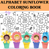 Alphabet Sunflower Coloring Book & Pages for Kids. A- Z Sunflower