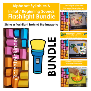 Preview of Alphabet Syllables and Initial / Beginning Sounds Flashlight Light Table BUNDLE