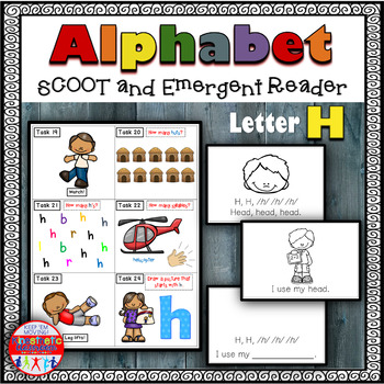Alphabet Task Cards and Emergent Reader Activity Bundle Letter H