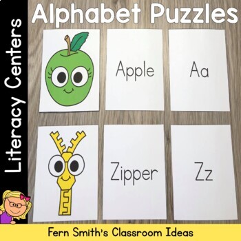 Preview of Alphabet Three Piece Puzzle Literacy Center