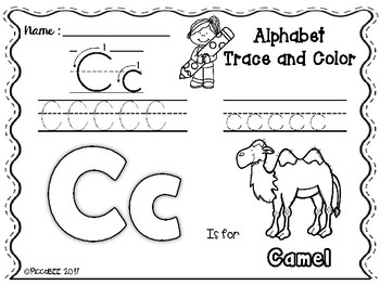 Alphabet Trace and Color by Piccobee | Teachers Pay Teachers