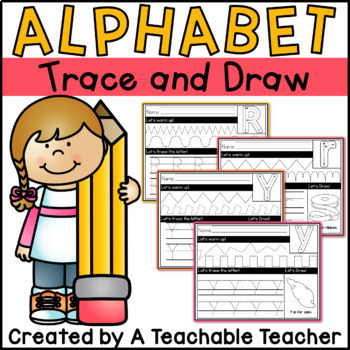 Preview of Alphabet Tracing Book Tracing Letters ABC Worksheets Writing Practice & Review