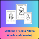 Alphabet Tracing Animal Words and Coloring