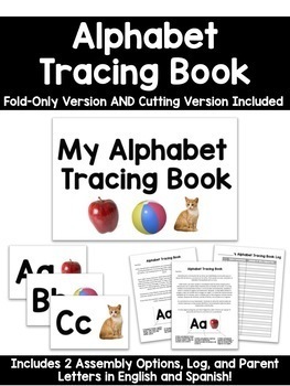 alphabet tracing book with parent letters linking chart