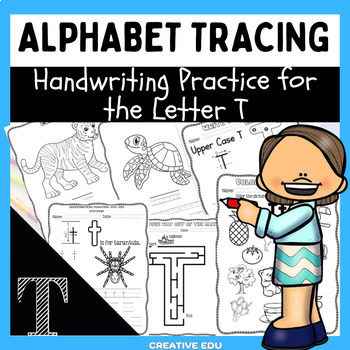 Preview of Alphabet Tracing Cards: Handwriting Practice for Letter T