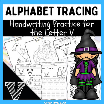 Preview of Alphabet Tracing Cards: Handwriting Practice for Letter V