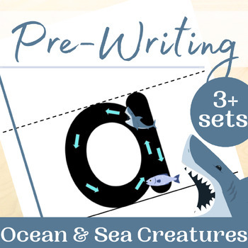 Preview of Alphabet Tracing for Pre-Writing Practice with Ocean & Sea Creatures (Full)