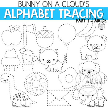 Preview of Alphabet Tracing Clipart Part 1 ABCDE by Bunny On A Cloud
