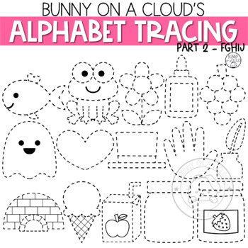 Preview of Alphabet Tracing Clipart Part 2 FGHIJ by Bunny On A Cloud