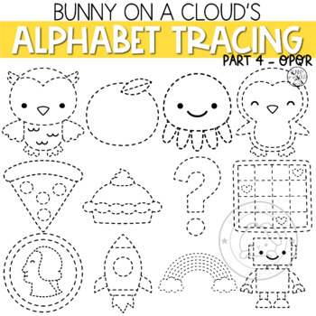 Preview of Alphabet Tracing Clipart Part 4 OPQR by Bunny On A Cloud