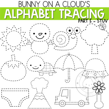 Preview of Alphabet Tracing Clipart Part 5 STUV by Bunny On A Cloud