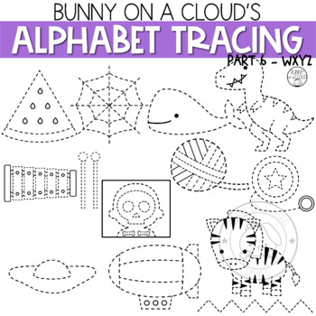 Preview of Alphabet Tracing Clipart Part 6 WXYZ by Bunny On A Cloud
