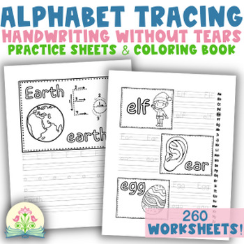 Preview of Alphabet Tracing Handwriting Without Tears Practice Sheets | Kindergarten Prints