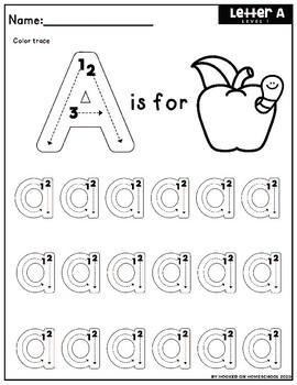 Alphabet Tracing Level 1 by Hooked on Homeschool | TpT