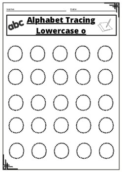 alphabet tracing letter o lowercase worksheet for kindergarten in printable pdf