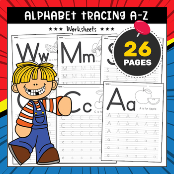 Preview of Alphabet Tracing Practice A-Z, Trace Letter Primary Writing, (Upper & Lowercase)