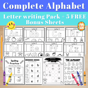 Preview of End of Year Review Alphabet Tracing Printing Packet + 5 FREE BONUS SHEETS