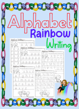 Preview of Alphabet Tracing Rainbow Writing Worksheet Set Printables