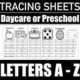 Alphabet Tracing Sheets A - Z BLACK AND WHITE