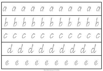 alphabet tracing strips qld beginners font by my little