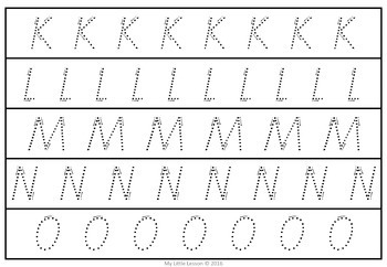 alphabet tracing strips qld beginners font by my little