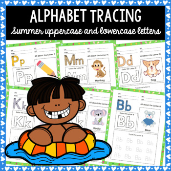 Preview of Alphabet Tracing - Summer uppercase and lowercase letters - Free
