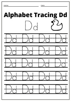 Alphabet Tracing letter D d Uppercase and Lowercase for kindergarten, PDF