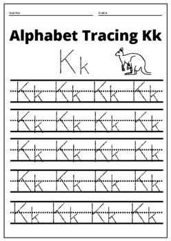 Alphabet Tracing K k uppercase and lowercase for kindergarten, printable