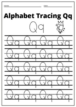 Alphabet Tracing letter Q q uppercase and lowercase for kindergarten ...