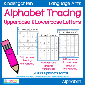 alphabet tracing worksheets uppercase lowercase letters tpt