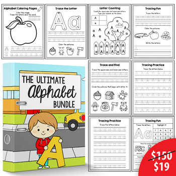 Preview of Beginning Sounds Worksheets Handwriting Practice Alphabet Letters Cards Trace