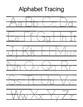 Alphabet Tracing Worksheet with Additional Lined Pages by Emily Wittels